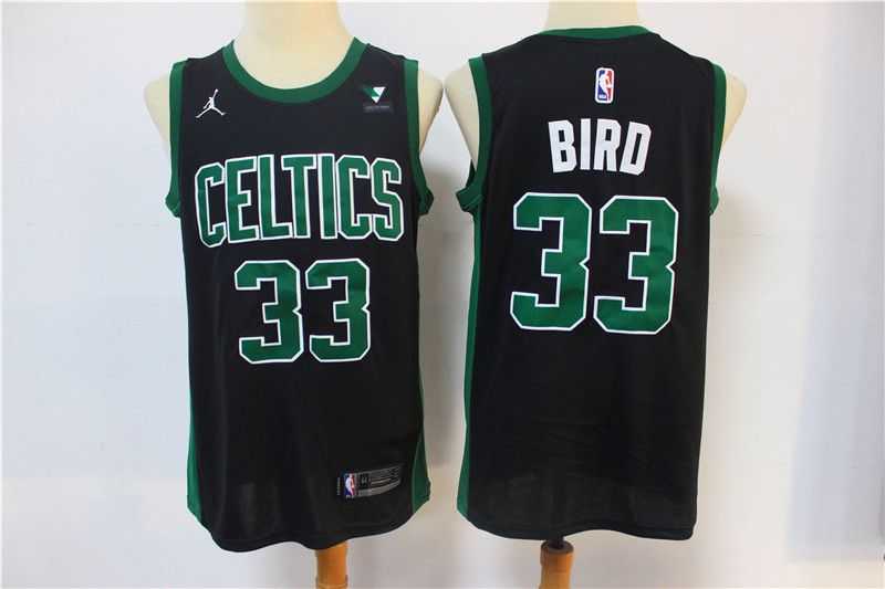 Men Boston Celtics 33 Bird Black With Jordan logo 2021 Game NBA Jersey